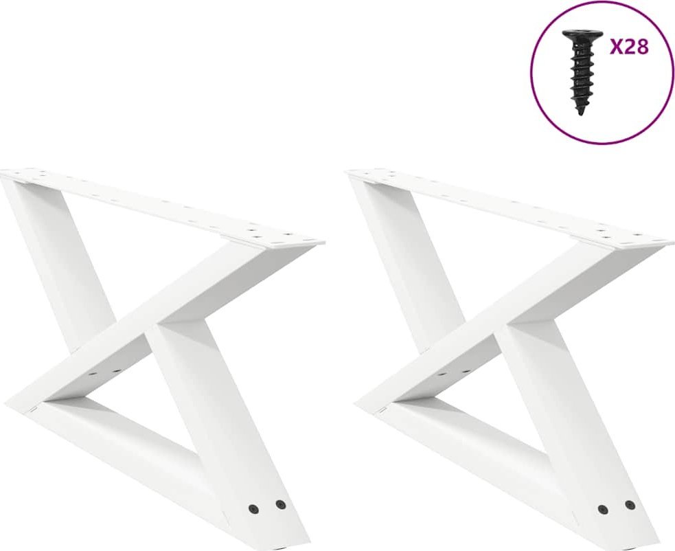 vidaXL Nogi do stolika kawowego 2 szt. Białe 70x(30-31,3) cm Stal