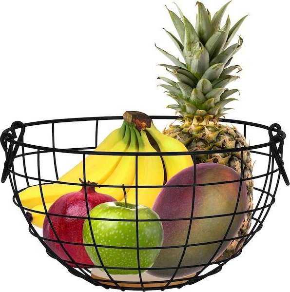 Springos Kosz na owoce metalowy koszyk 28x15 cm okrągła miska patera czarna UNIWERSALNY