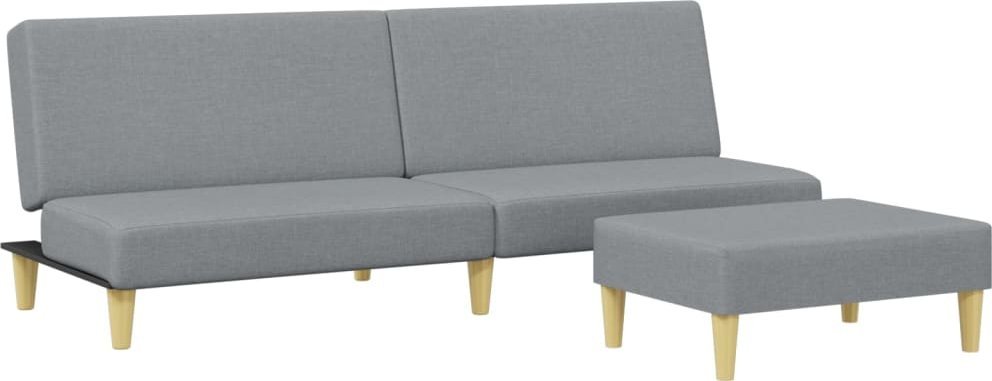 2-osobowa kanapa rozkładana z podnóżkiem, jasnoszara, tkanina