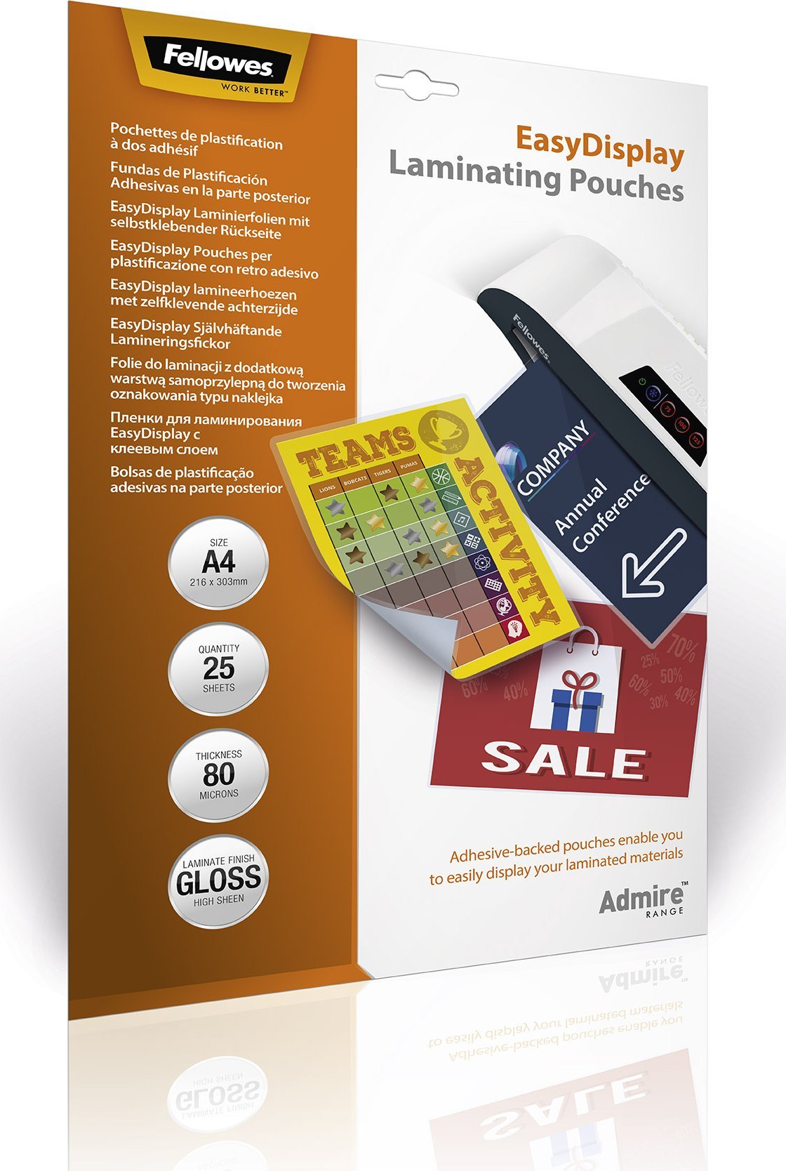 Fellowes LAMINATOR POUCH EASYDISPLAY/A4 80 25PCS 5601703 FELLOWES
