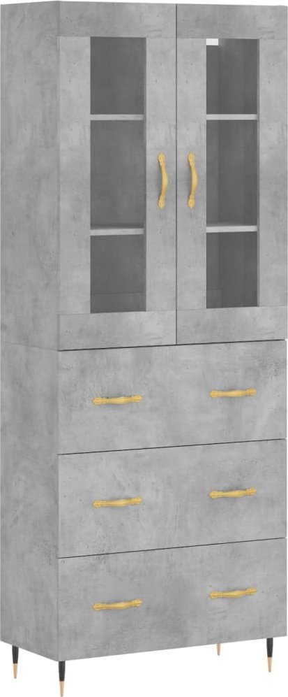 Witrynka, szarość betonu 69,5x34x180 cm materiał drewnopochodny