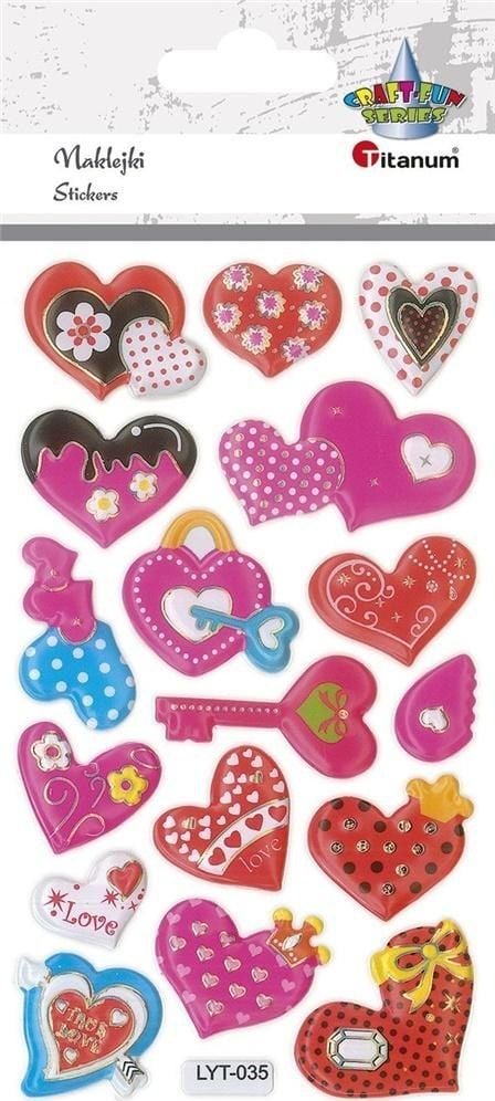 Titanum Naklejki wypukłe miękkie serca mix 17szt
