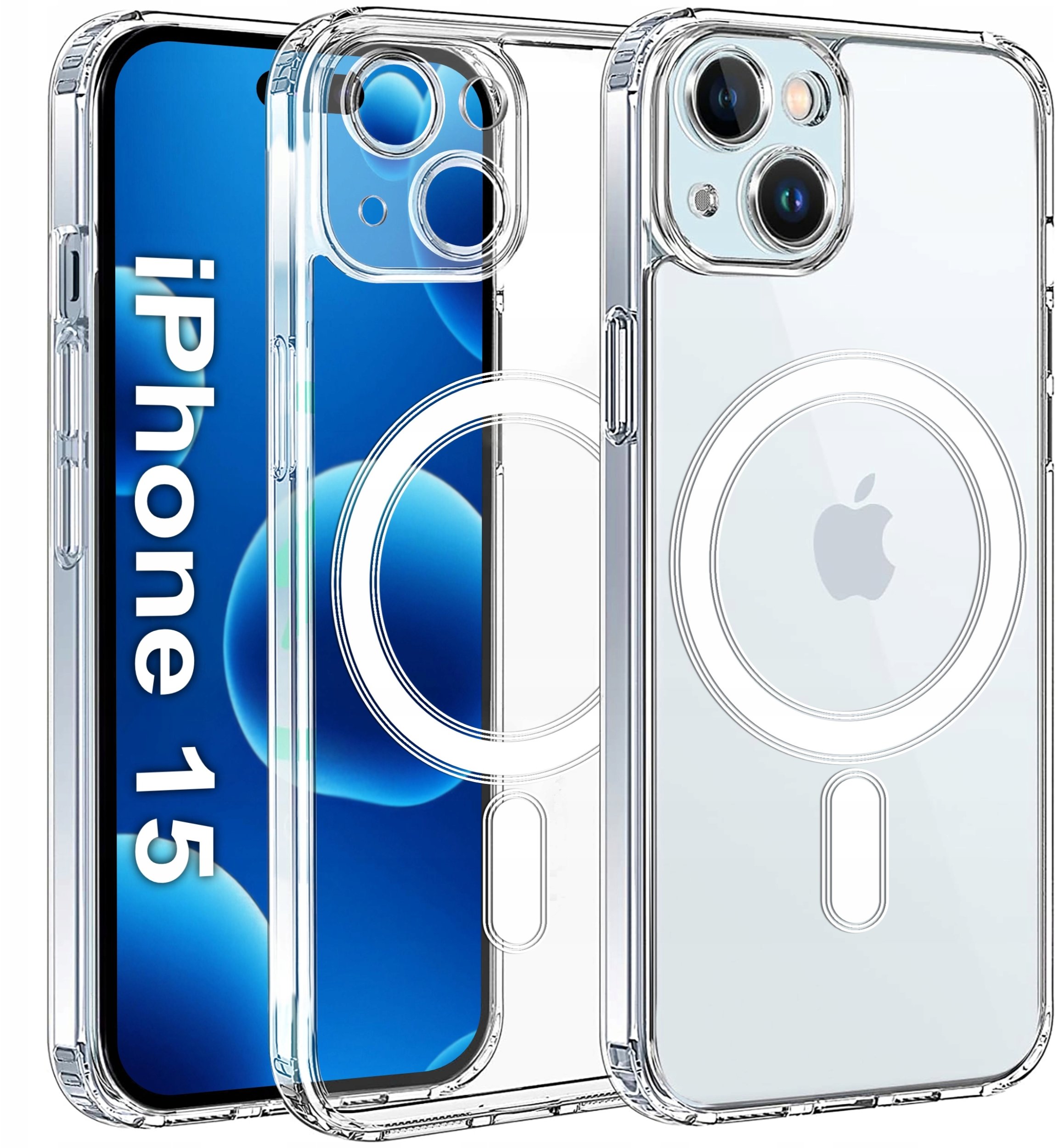 krainaGSM Etui Magnetyczne Przezroczyste do iPhone 15 | do MAGSAFE CASE | + Szkło 9H