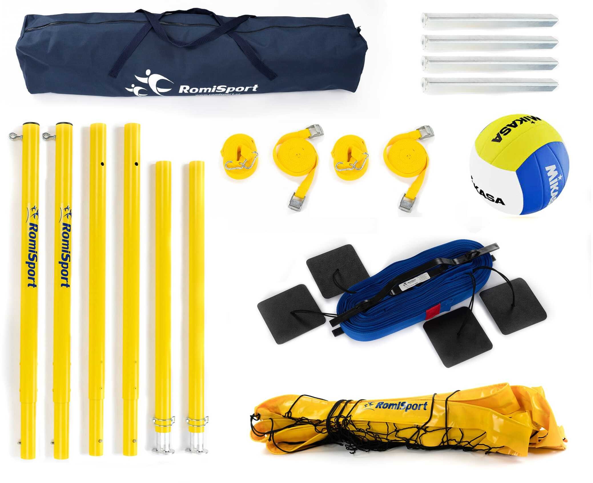 zestaw rekreacyjny do siatkówki słupki aluminiowe