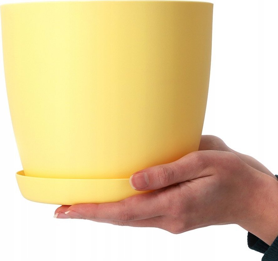 Kadax Doniczka Osłonka Na Kwiaty Podstawka Żółta 14cm