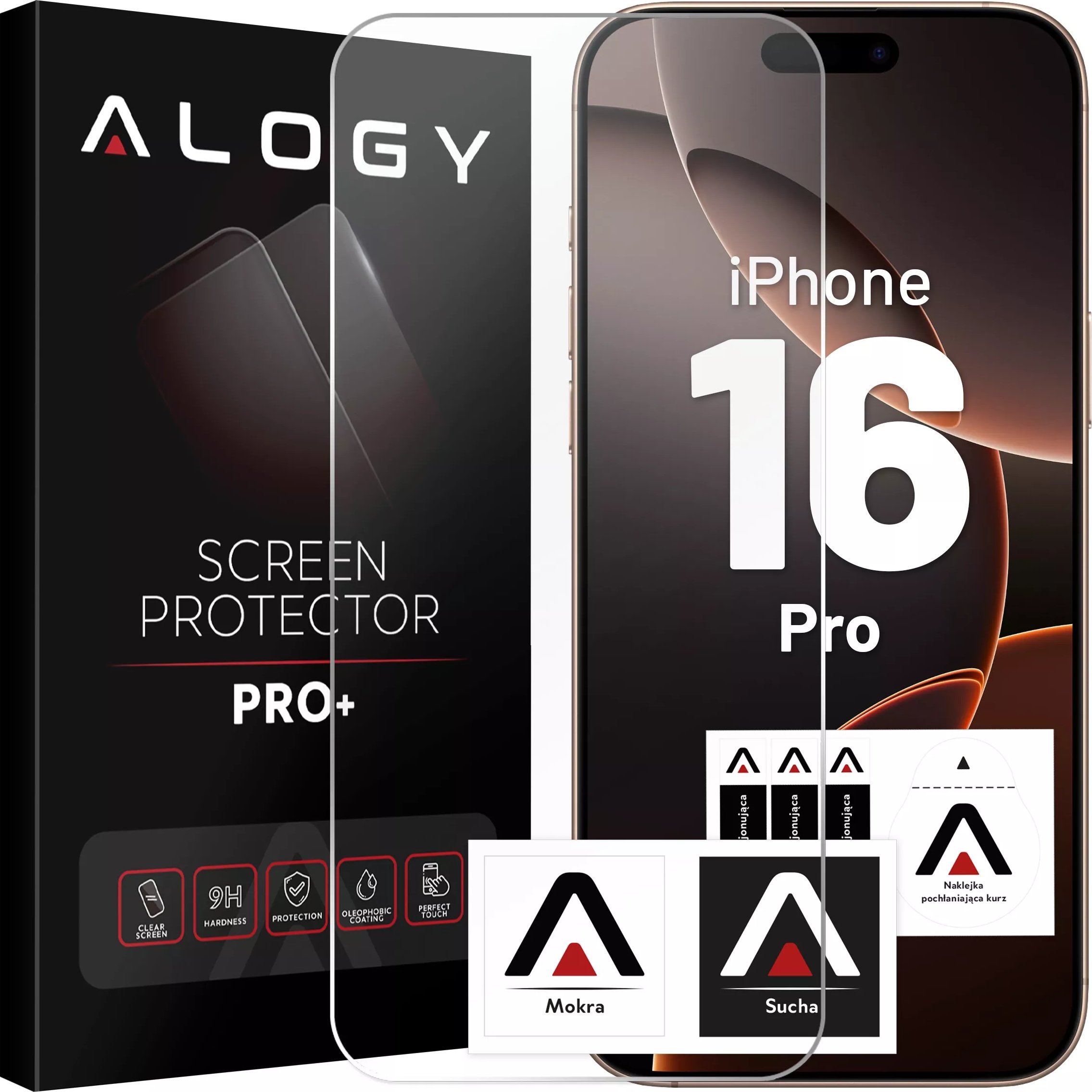 Alogy Szkło hartowane do Apple iPhone 16 Pro ochronne szkiełko na ekran 9H Heavy Pro+