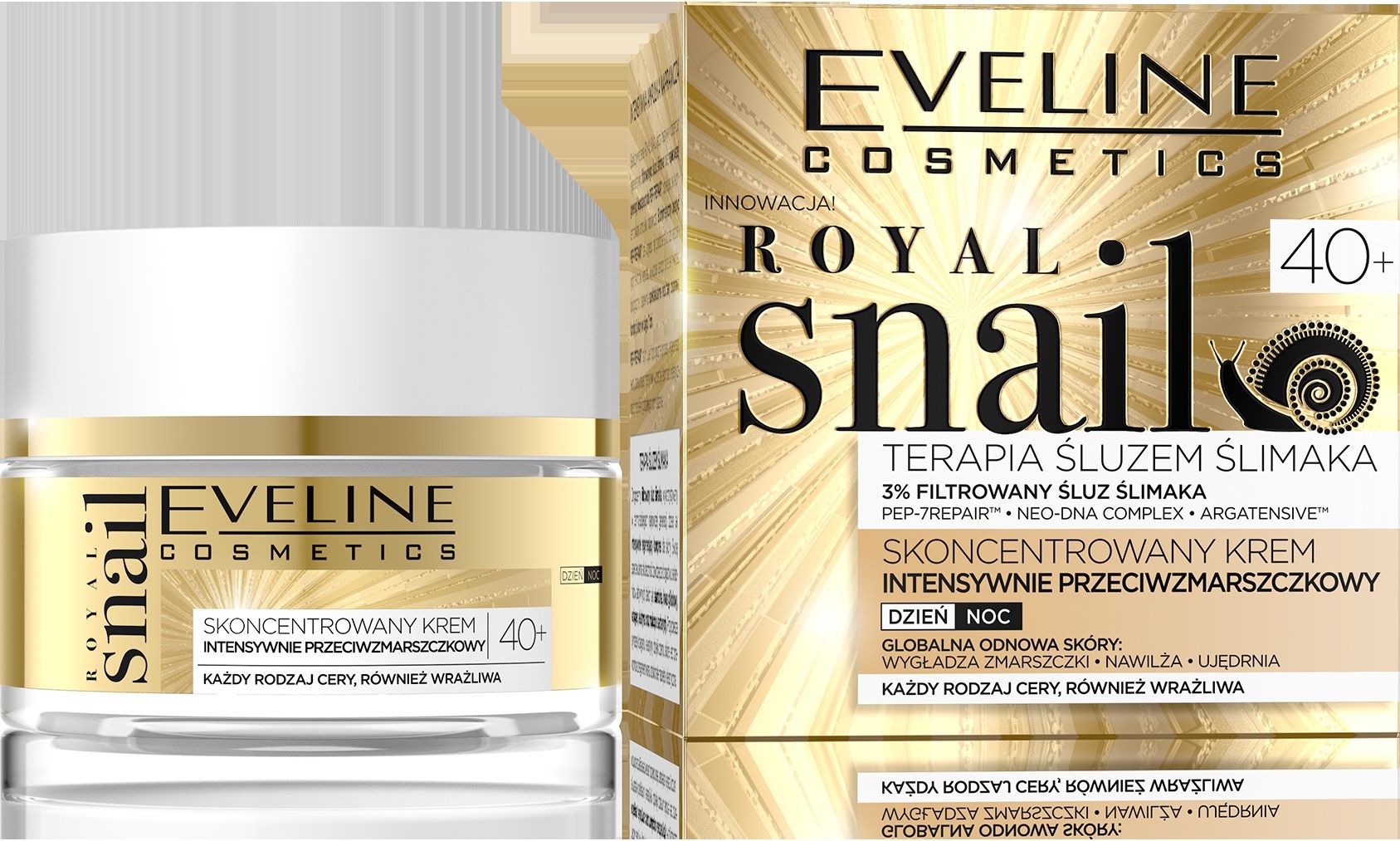 Eveline Royal Snail 40+ Skoncentrowany Krem intensywnie przeciwzmarszczkowy na dzień i noc 50ml