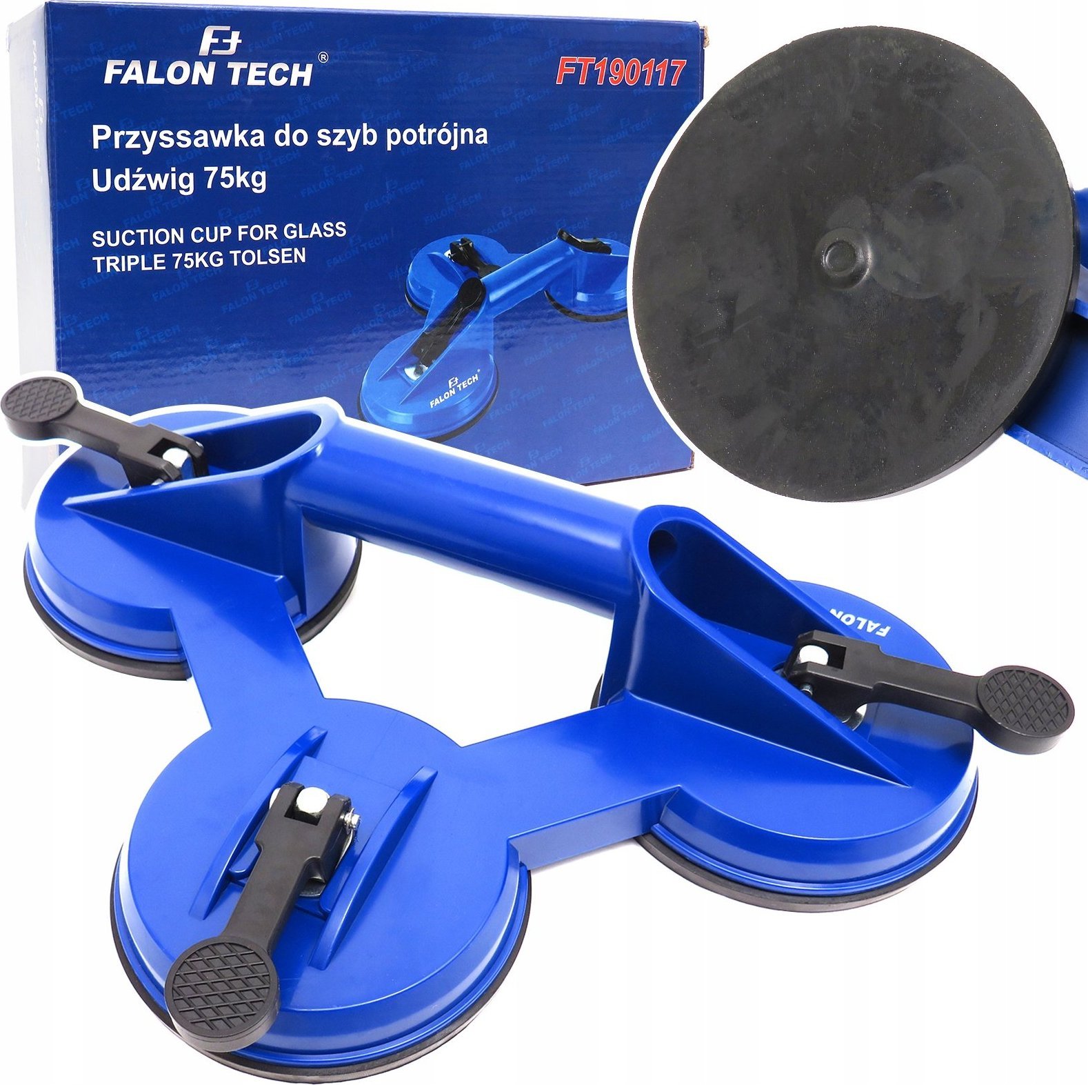Falon-Tech PRZYSSAWKA UCHWYT SZYB SZKŁA GLAZURY PŁYTEK 75KG