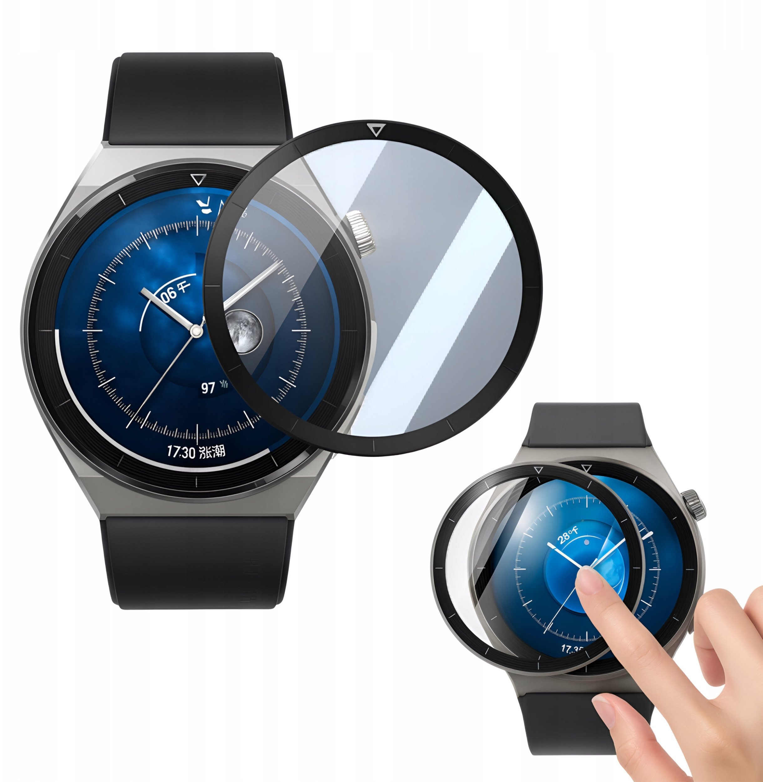 SZKŁO HARTOWANE DO HUAWEI GT3 46 MM (9H, SZKIEŁKO, OCHRONNE, PEŁNE, SZYBKA)