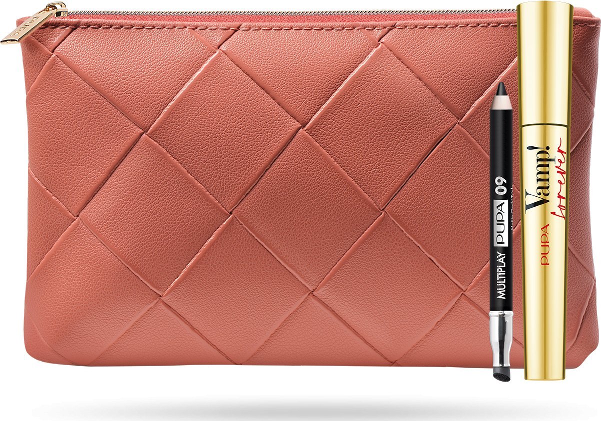 Pupa Set Pupa: Multiplay, Double-Ended, Eyeshadow & Kajal Eyeliner 2-In-1, 09, Deep Black, 1.2 g + Vamp! Mascara Forever, Paraben-Free, Waterproof, Ma