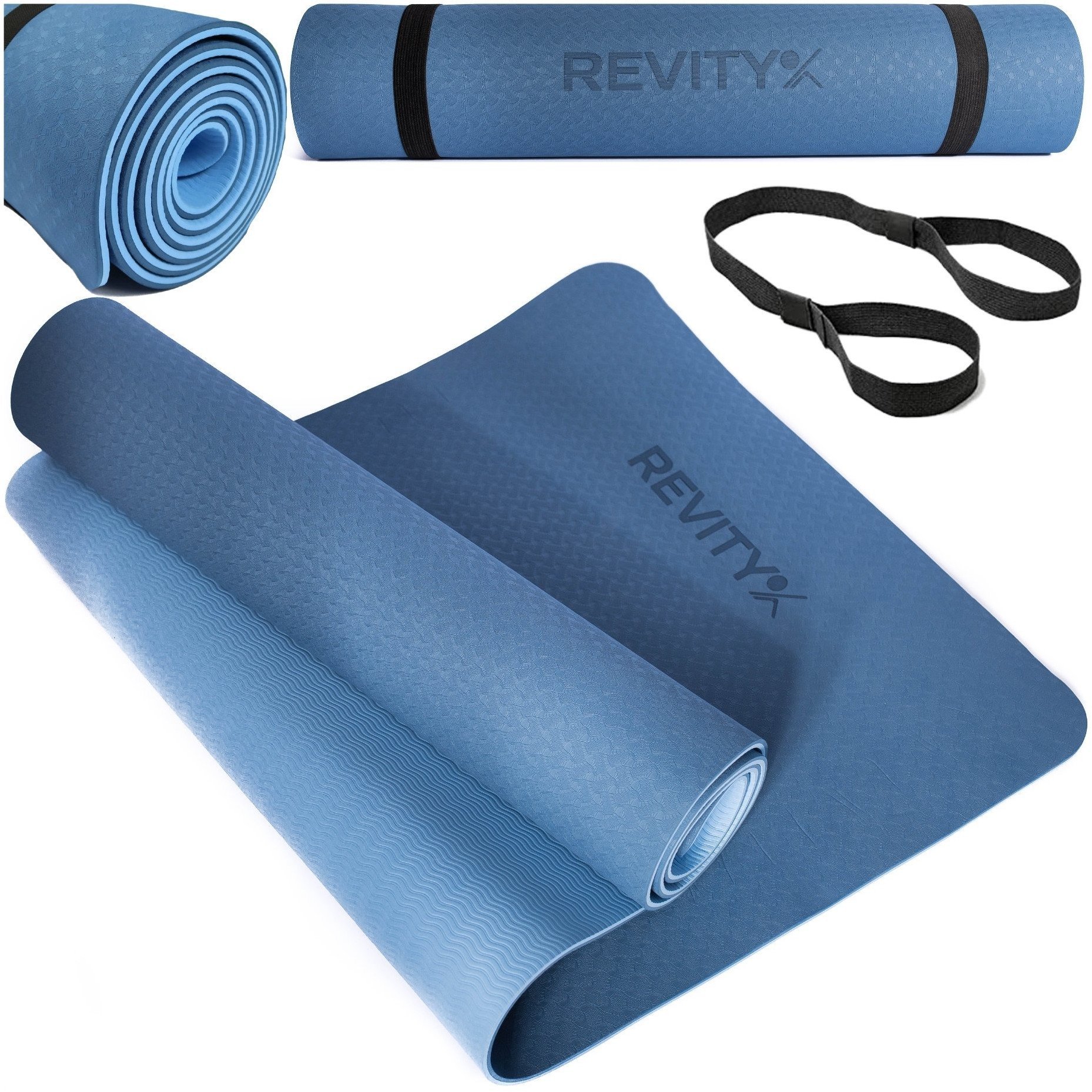 Mata treningowa do jogi ćwiczeń fitness pilatesu Revity 183 cm x 61 cm x 6 mm