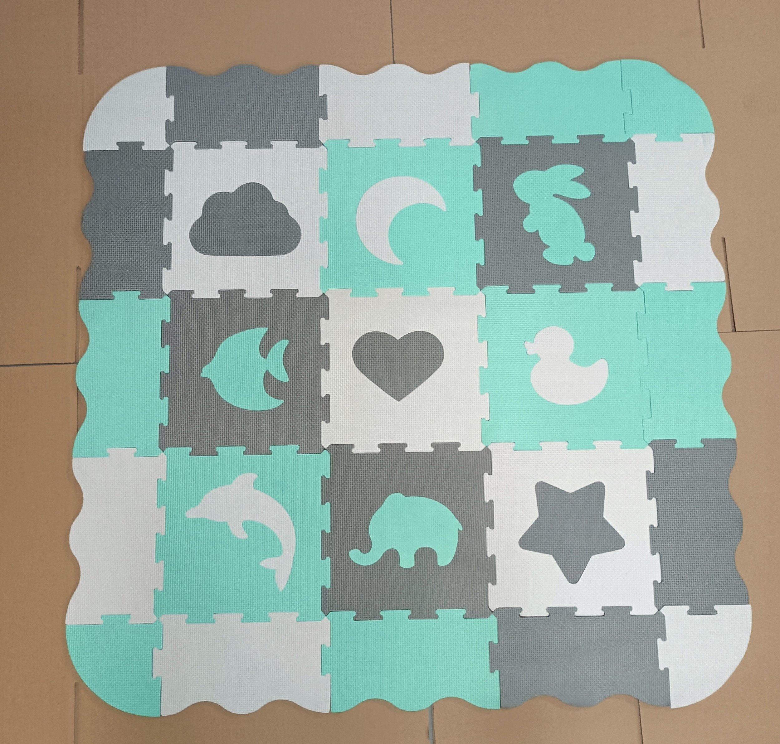 Happy Kiddo SN84587 Mata piankowa edukacyjna puzzle kojec duża kontrastowa