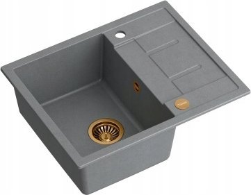 Zlewozmywak GraniteQ MORGAN 116 zlewozmywak silver stone z syfonem Push To Open kol. miedziany 1-komorowy z/o + zaczepy 4 szt
