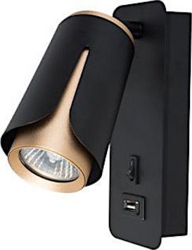 Kinkiet Mojeledy Kinkiet do czytania GU10 czarno-złoty + USB (IK270B)