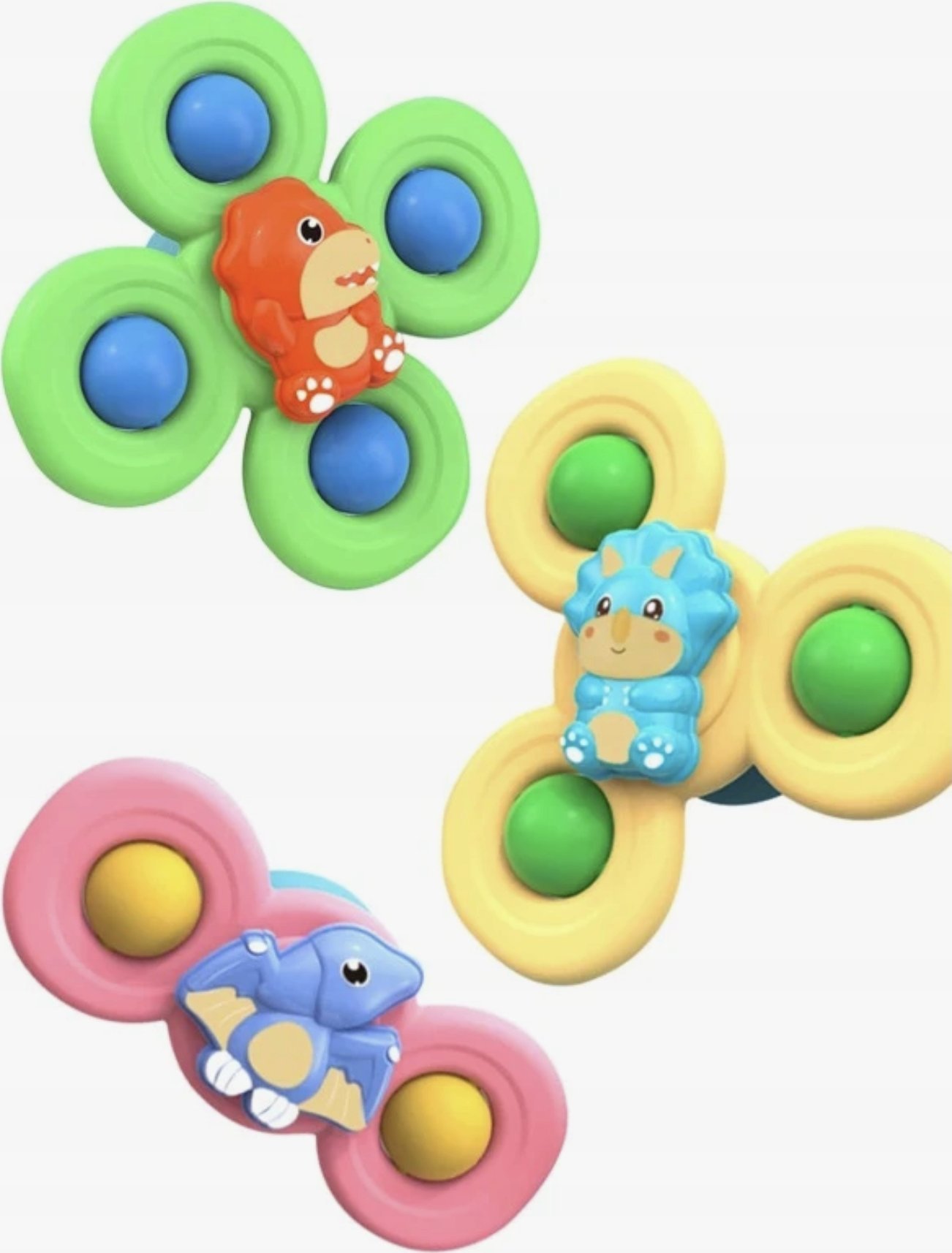 Fidget Spinner z przyssawką , Sensoryczna zabawka do Kąpieli - Dinozaury 3 sztuki