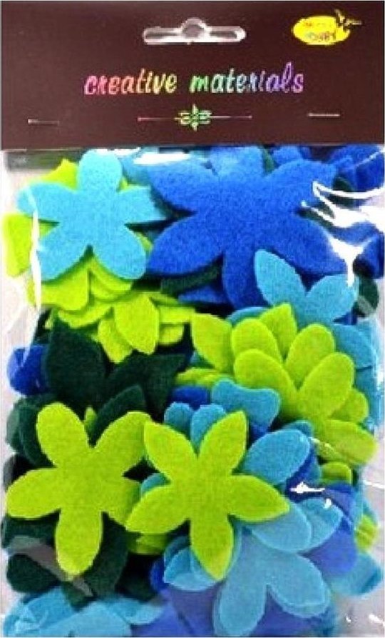 Kwiatki z filcu tonacja zimna 60szt