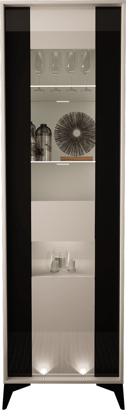 MEGSTYL WITRYNA 200CM Z CZARNĄ WSTAWKĄ I NÓŻKAMI - EVEL 1 biały mat - biały połysk