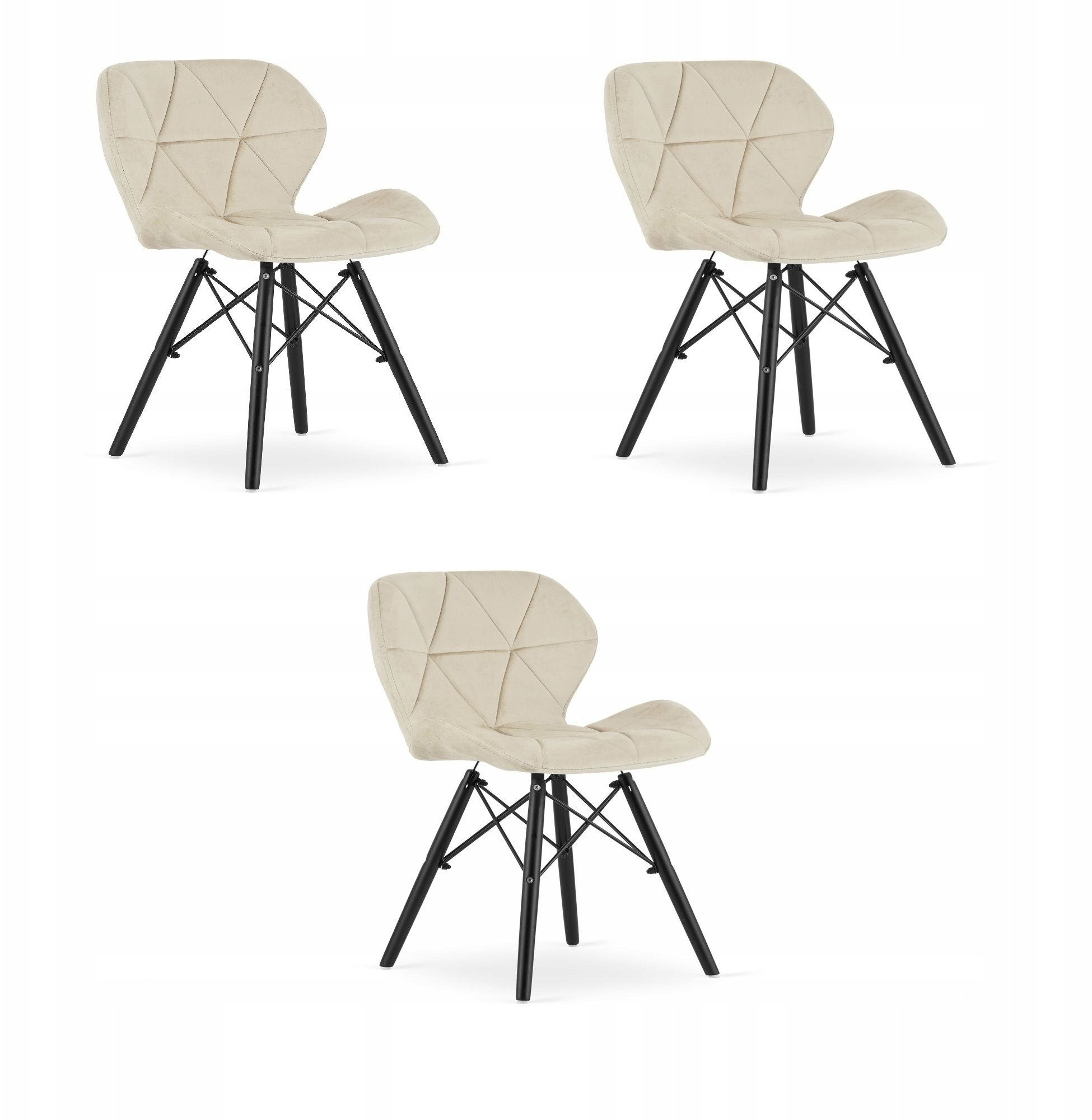 Leobert Krzesło LAGO Aksamit - beż / czarne nogi x 3