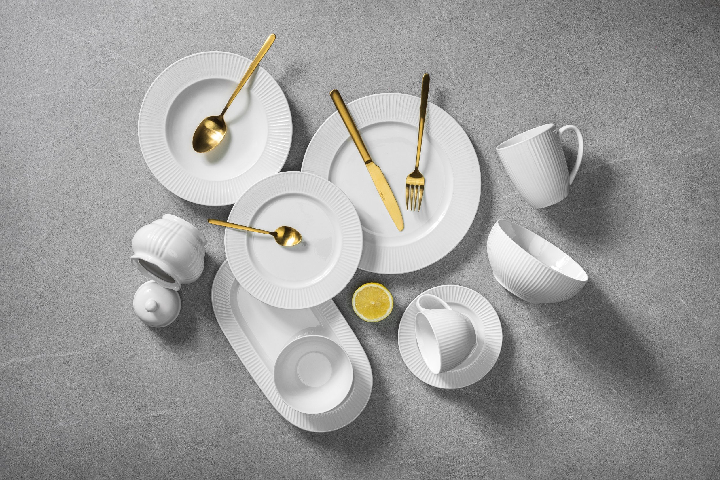 BOWL VERTICAL LINES WHITE 15CM