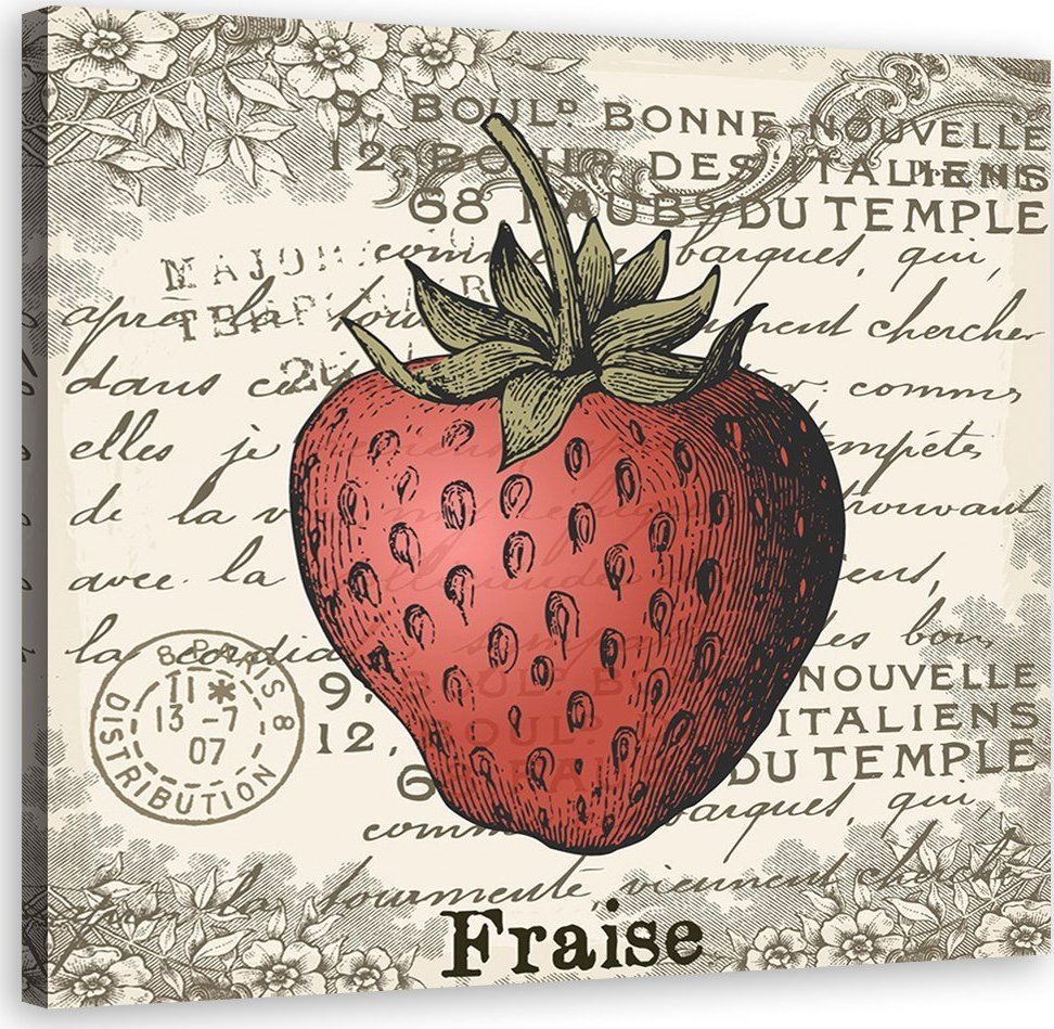 Feeby Obraz na płótnie, Truskawka vintage - 60x60