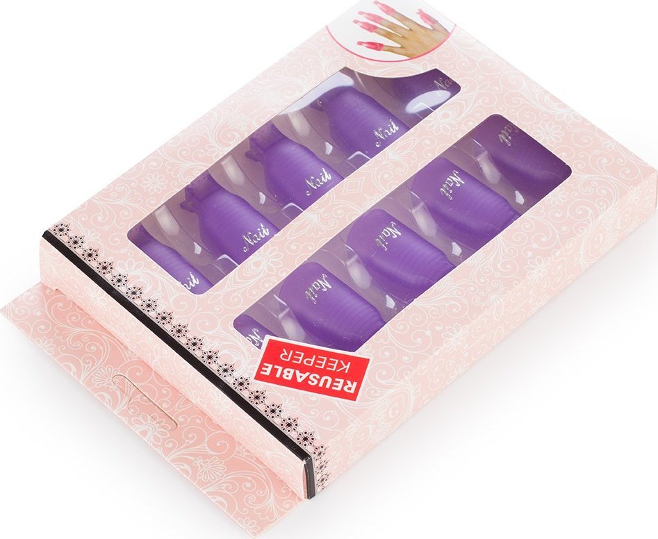 Cosmetics Zone Klipsy do usuwania hybrydy, żelu, akrylu fioletowy 10 szt.