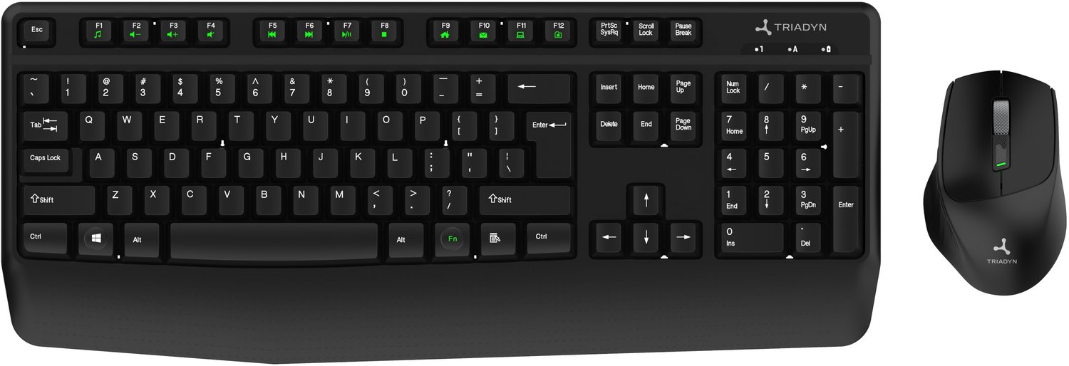 Nowy Bezprzewodowy Zestaw Biurowy Triadyn CYLLENE Klawiatura ELARA PLUS i Mysz GANYMEDE 1600 DPI Do Domu Biura