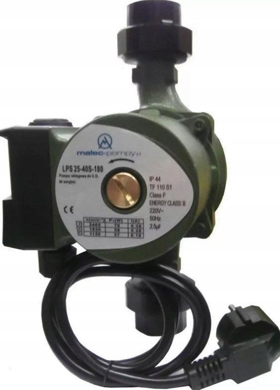 POMPA OBIEGOWA DO C.O. LPS 25/40S 180MM KABEL Z WTYCZKĄ + ŚRUBUNKI / MALECPOMPY