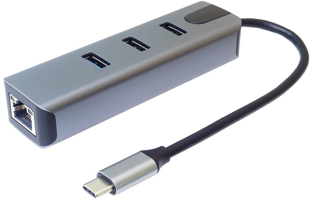 PremiumCord Adapter USB-C na Gigabit 10/100/1000Mbps + 3x USB3.2 konektor