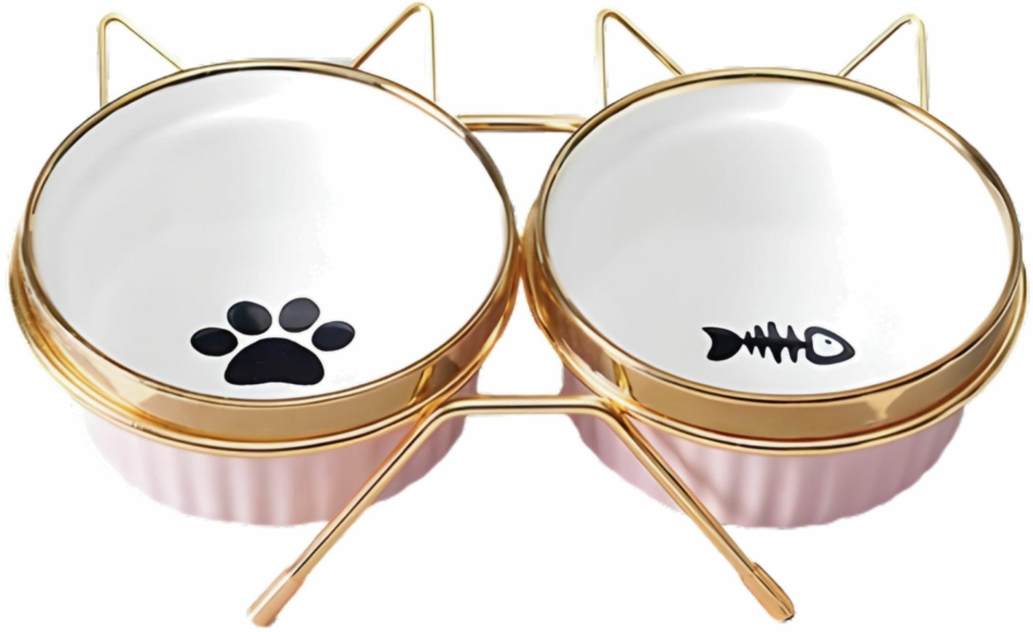 ATL DA539A Zestaw 2x300ml miska dla kota psa na stojaku ceramiczna różowo-złota