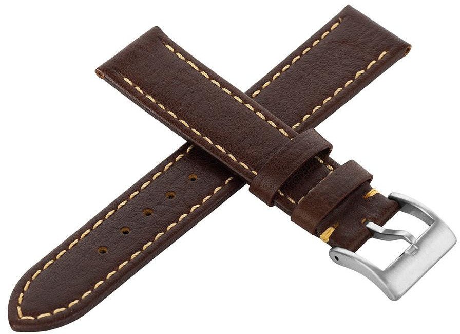 Skórzany pasek do zegarka Connect A06 22 mm brązowy .