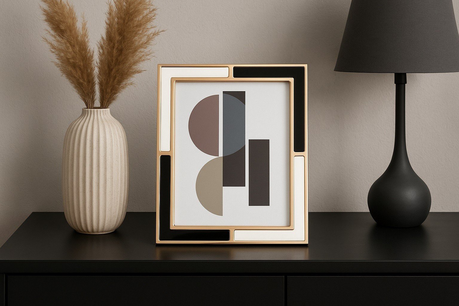 Ramka na zdjęcia 16,5x21,5 cm złota biało-czarna średnia