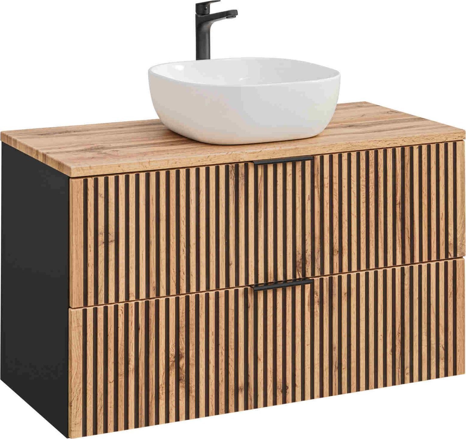 Comad Szeroka szafka z umywalką, Xilo, 100x46x57 cm, dąb wotan, mat