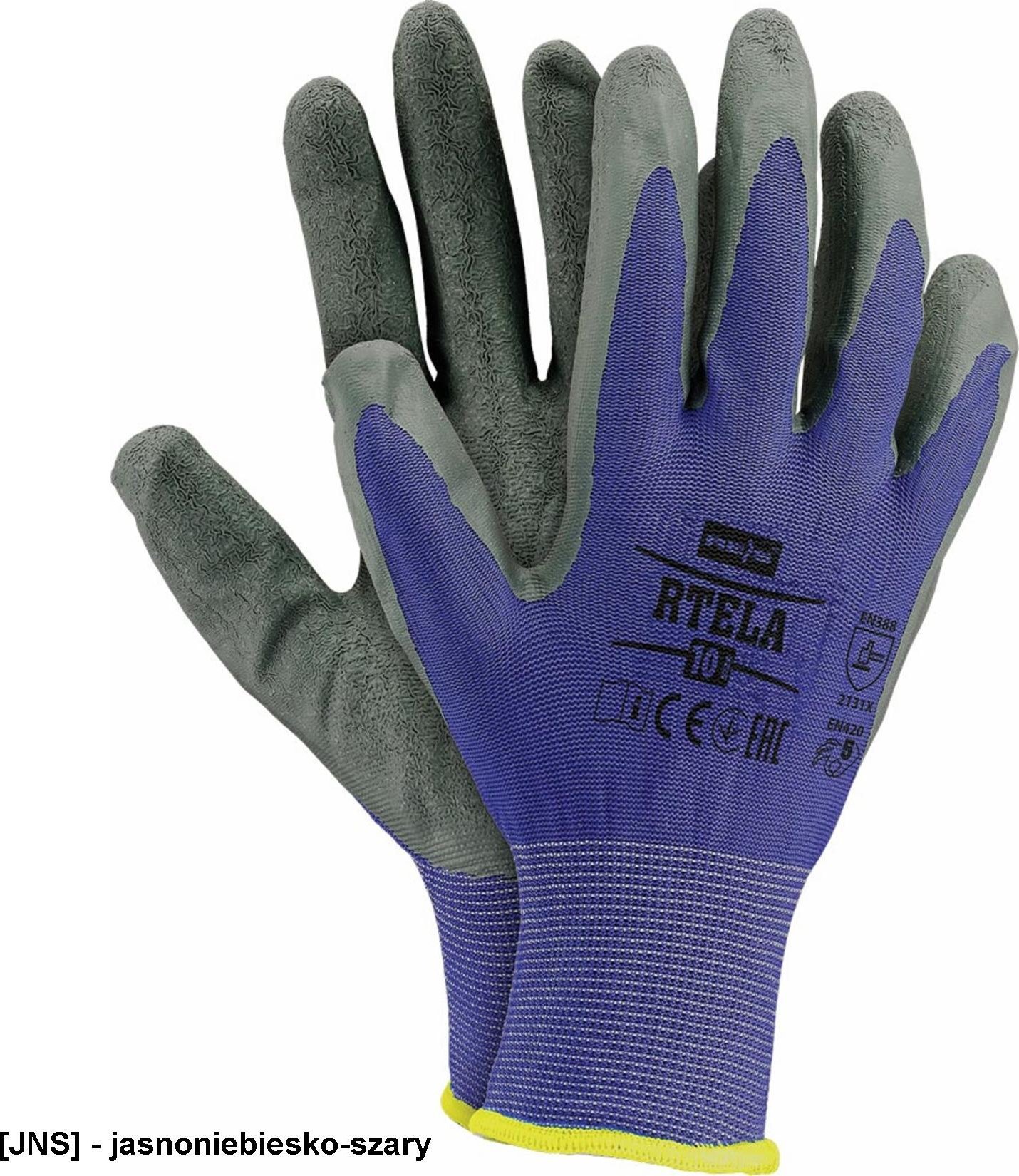 R.E.I.S. RTELA - Rękawice ochronne wykonane z poliestru (ścieg 13), powlekane lateksem - żółto-pomarańczowy 10