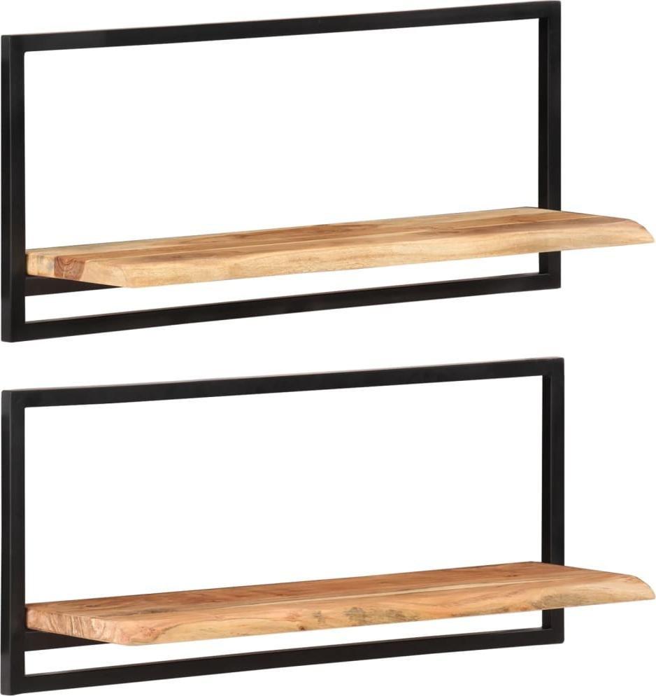 vidaXL vidaXL Półki ścienne, 2 szt., 80x25x35 cm, lite drewno akacjowe i stal
