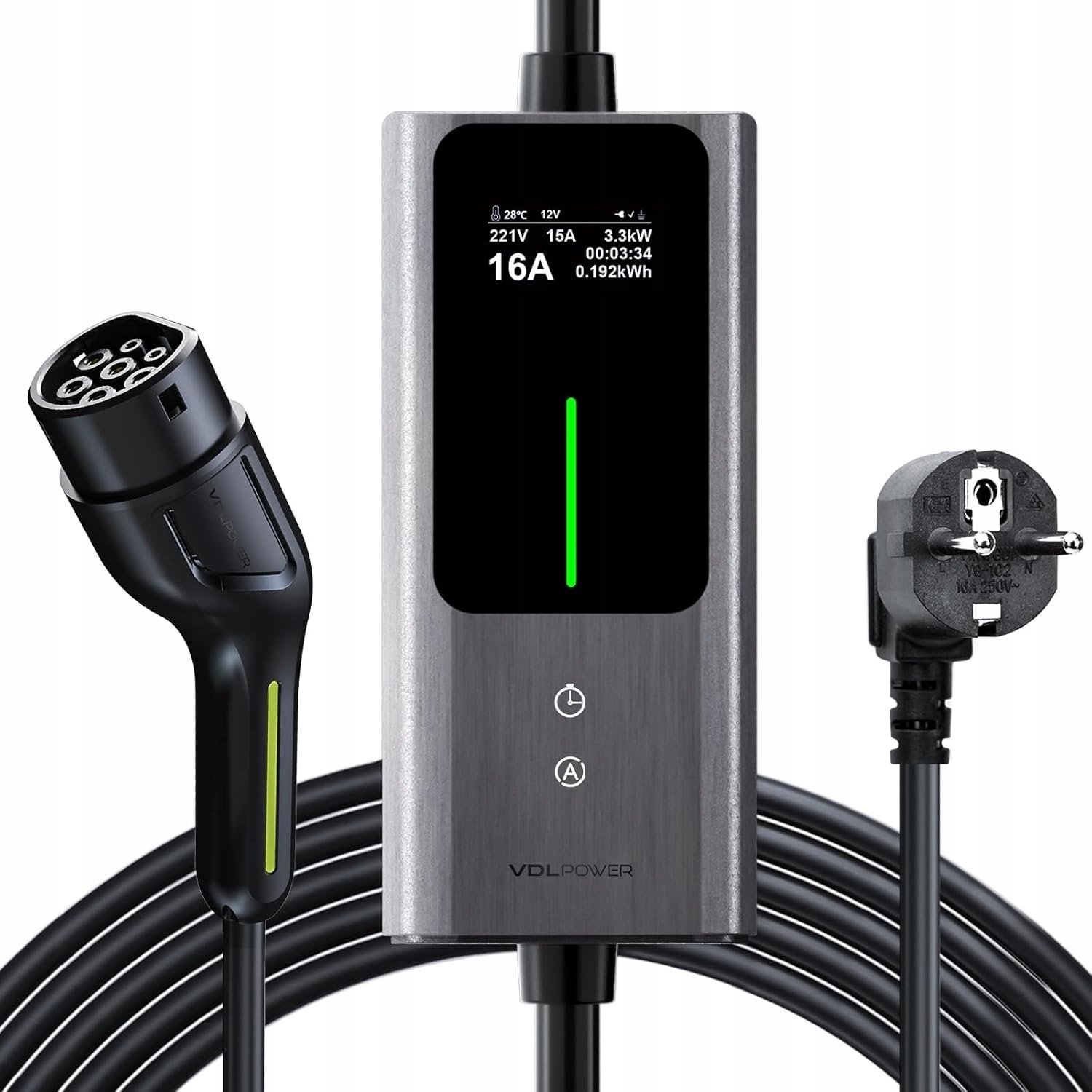 Kabel do ładowania samochodów Anker VDLPOWEREU Kabel do ładowania typu 2 Schuko (typ wtyczki) 3,68 kW 6-16 A 5m 1-fazowy EV