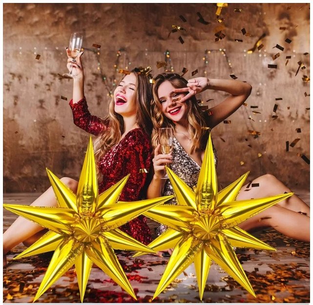 Balon Foliowy Różowa Gwiazda 3D Duża ok 55 cm 10 sztuk