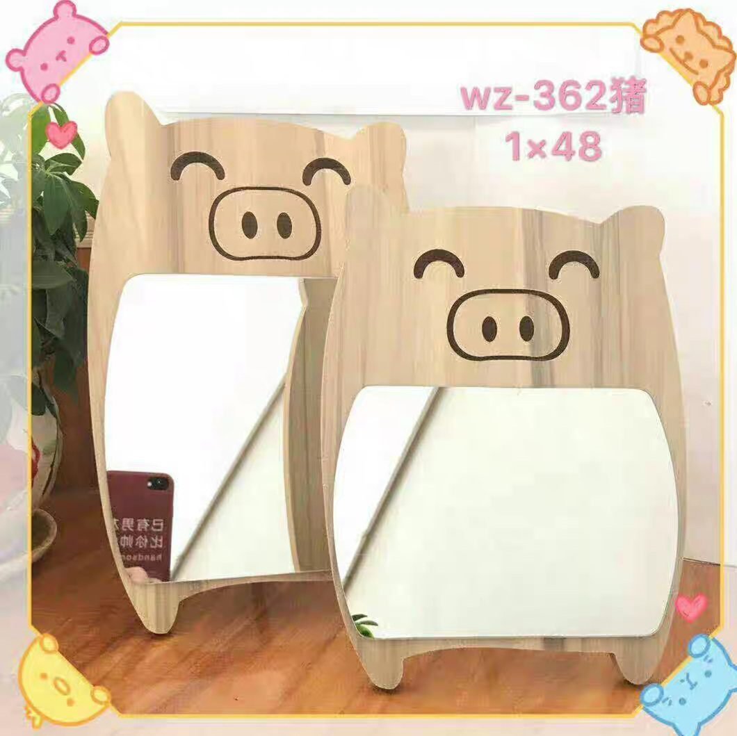 myHomelife Lustro lusterko stojące drewniane świnka