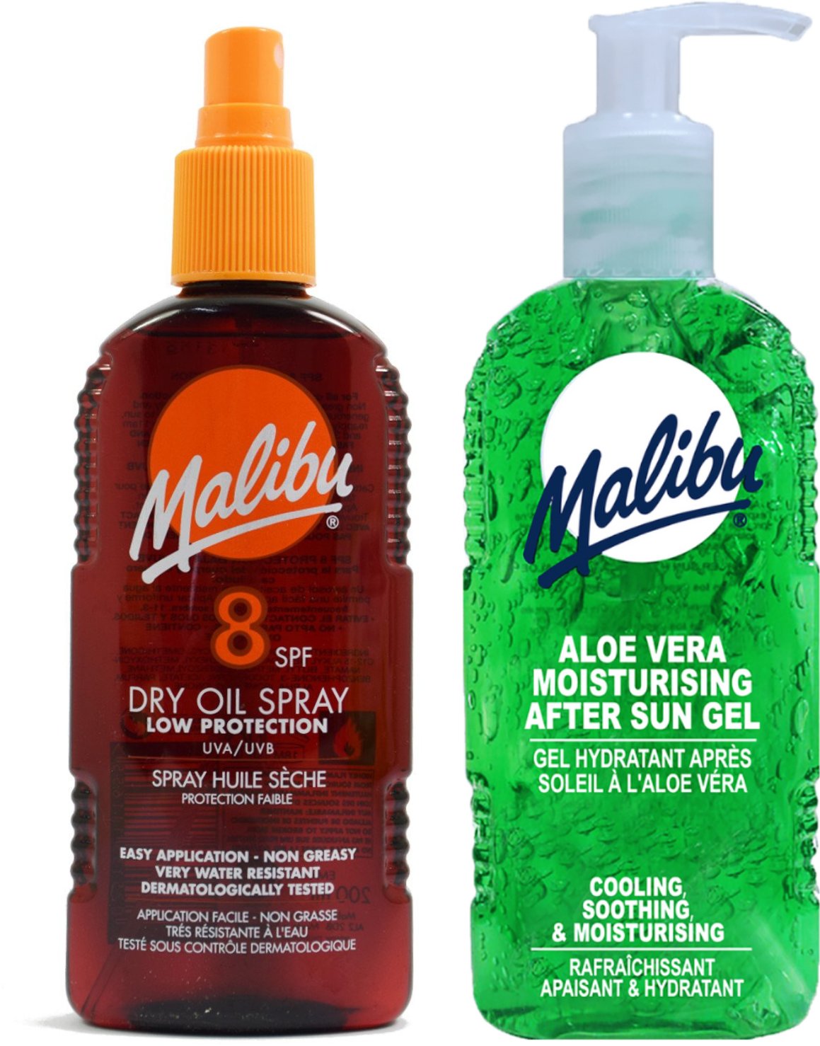 Malibu SPF8 Olejek Brązujący 200ml + Aloe Żel Po Opalaniu 200ml