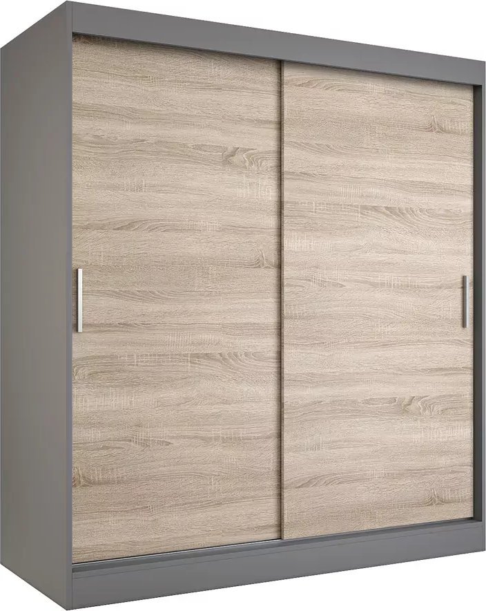 Elior Szafa przesuwna 180 cm antracyt + dąb sonoma - Corina 5X