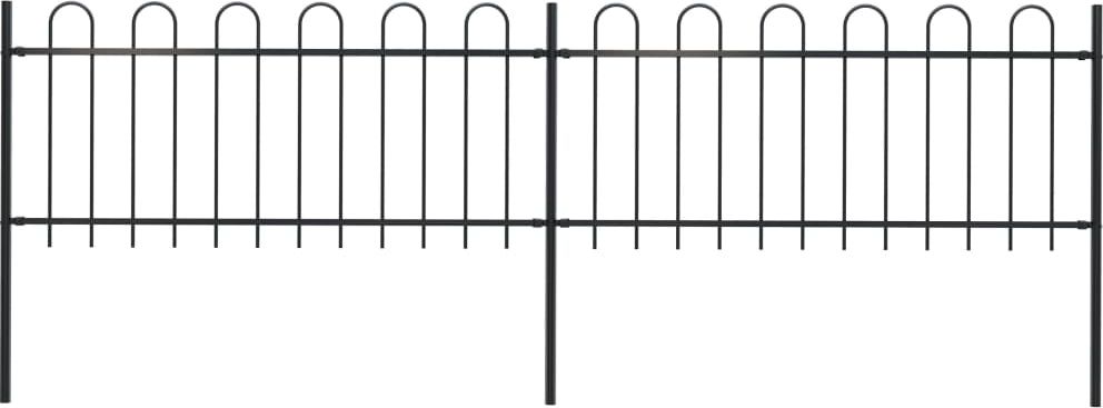 vidaXL Ogrodzenie z zaokrąglonymi końcami, stalowe, 3,4x0,8 m, czarne