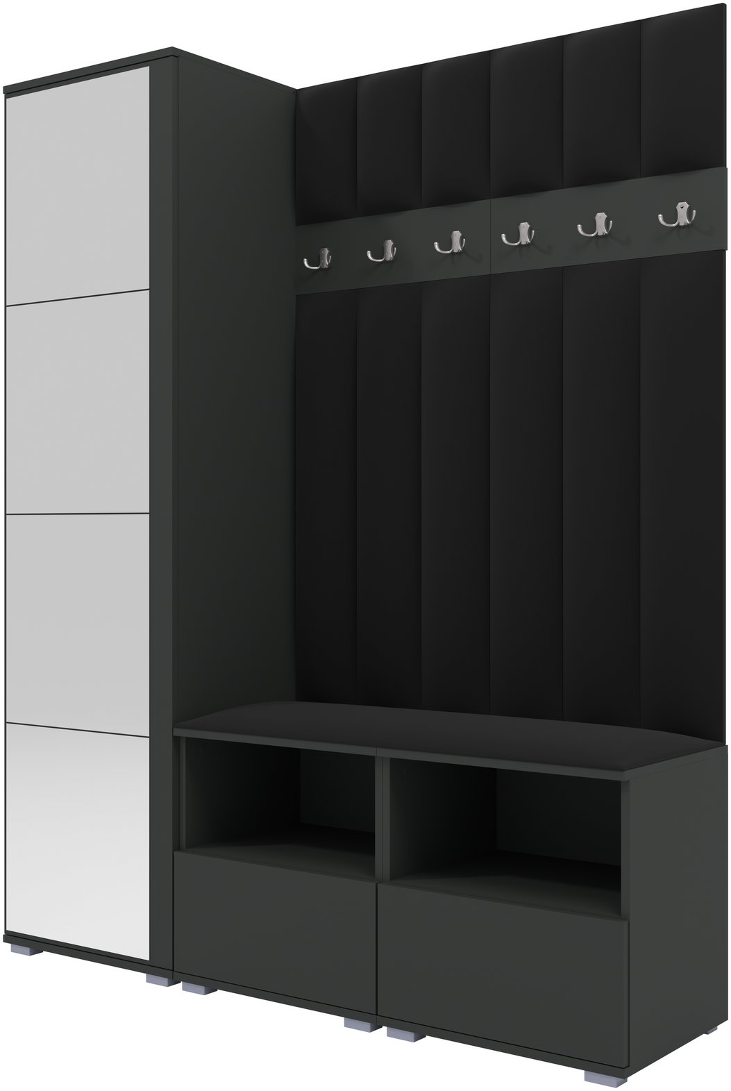 Tapicerowana garderoba Nela II LUX z lustrem - kolor grafit + tkanina Trinity 16