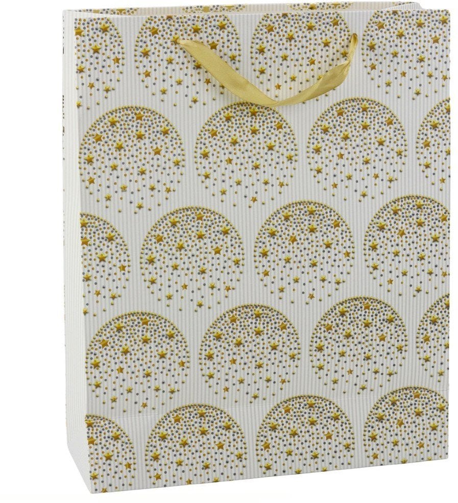 Torba Prezentowa Elegancka Złote Gwiazdki Biała 32 x 26 x 12 cm