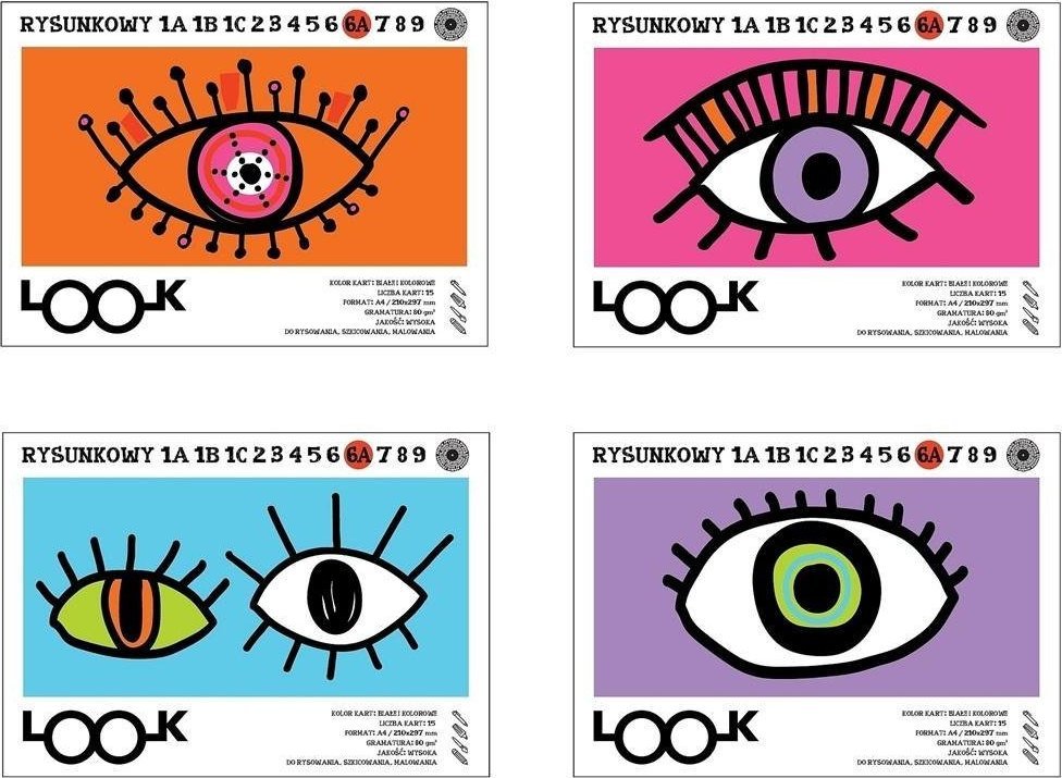 Ziemia Obiecana Blok rysunkowy A4/15K biały+kolor Look (10szt)