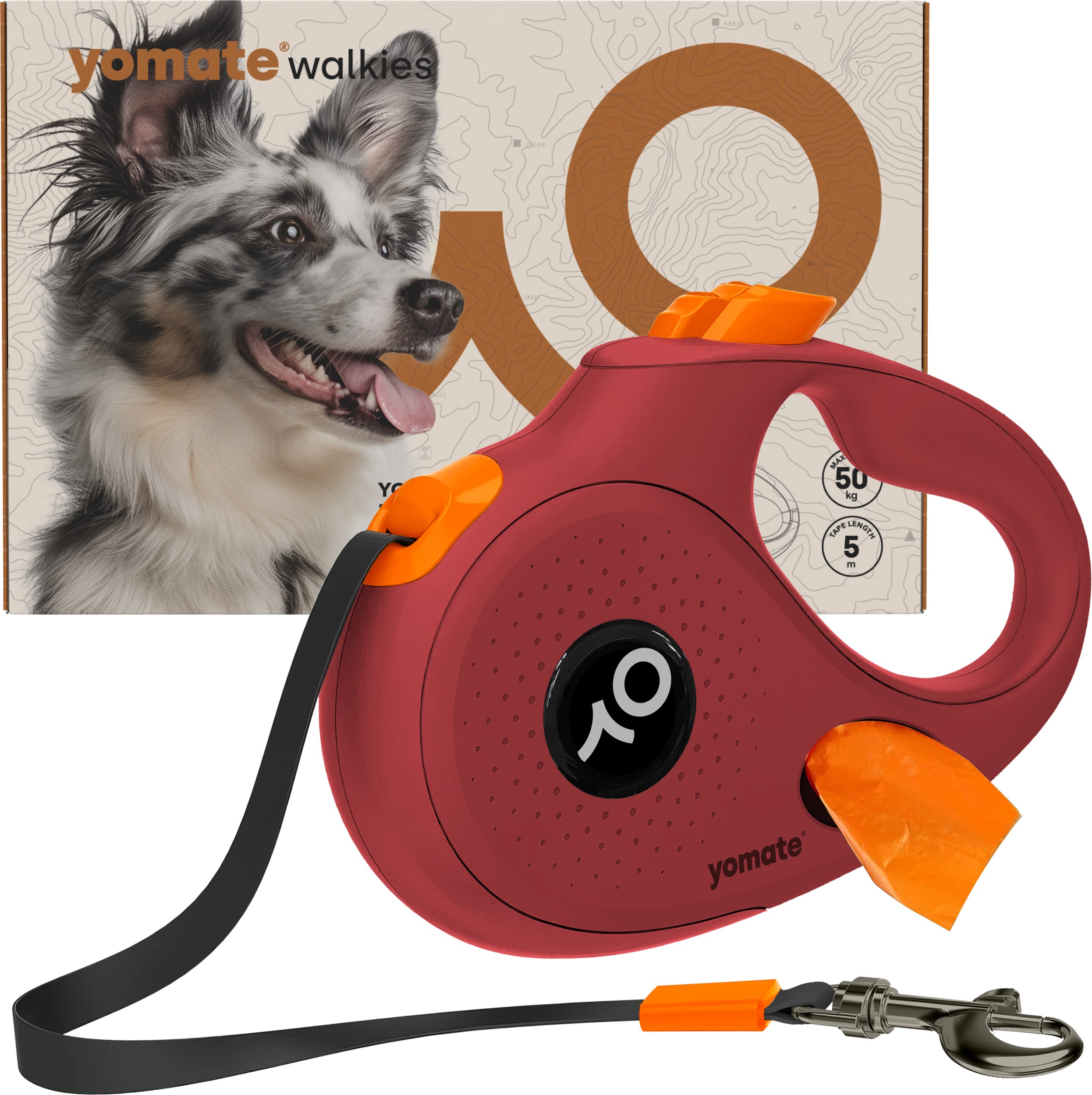 YOMATE! SMYCZ AUTOMATYCZNA DLA DUŻEGO PSA ZWIJANA Z BLOKADĄ