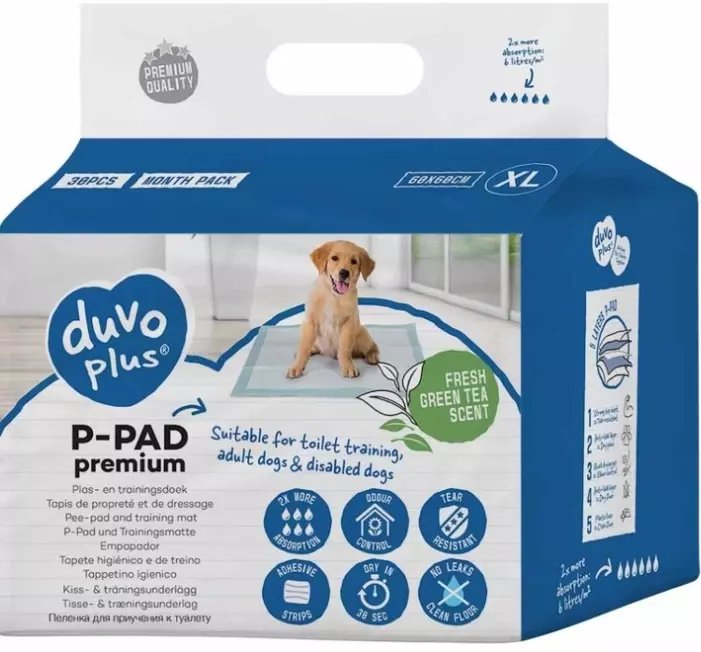 Duvo+ PODKŁADY DLA PSA PREMIUM ``XL" 30st 60x60cm GREEN TEA 15613 /2/ 6