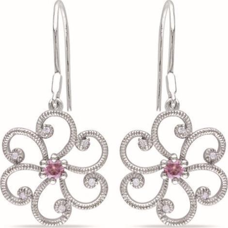 Srebro i Kamienie Srebrne kolczyki kwiatuszki z kolorową cyrkonią