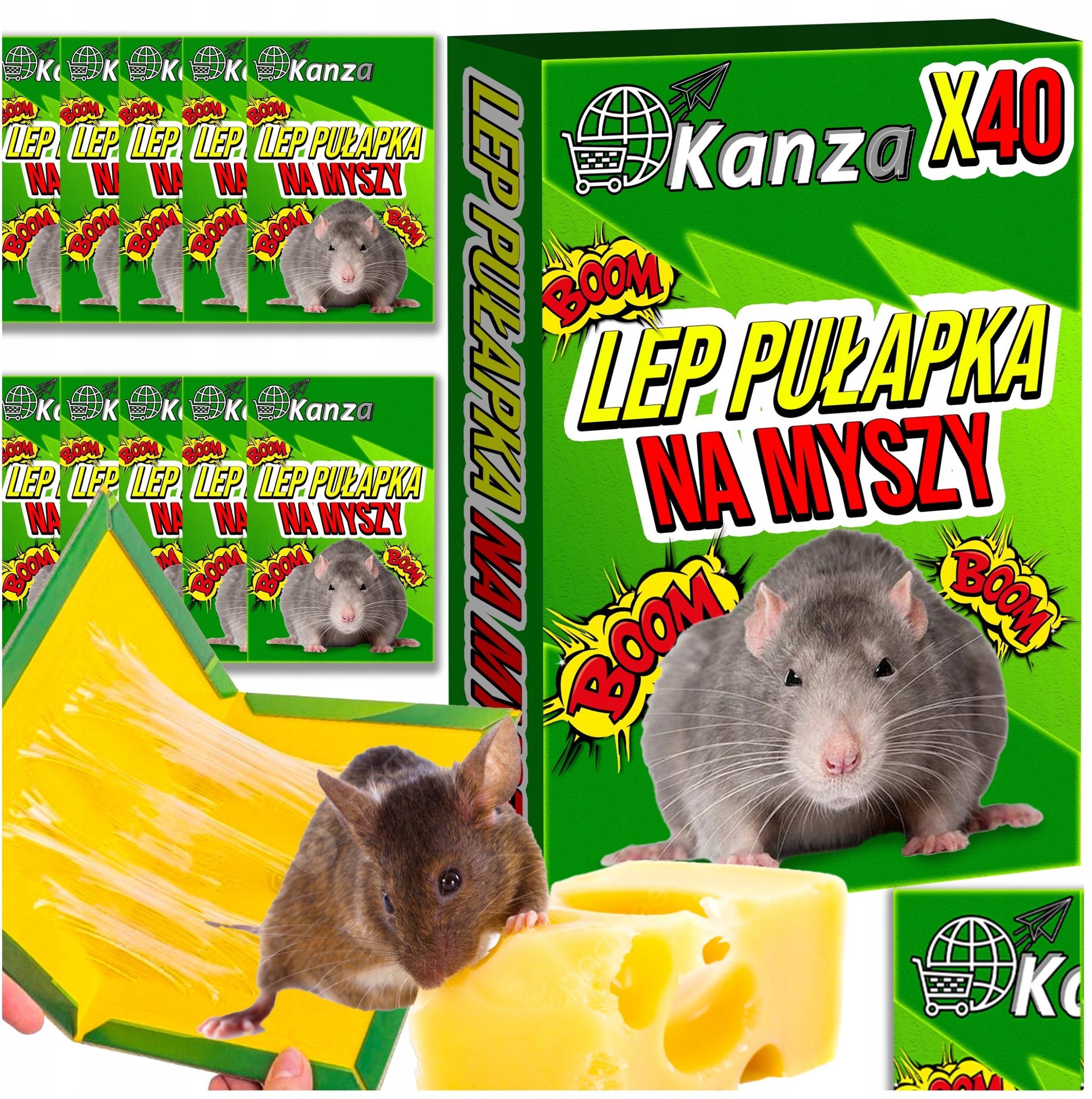 40x PUŁAPKA LEP NA SZCZURY I MYSZY KANZA