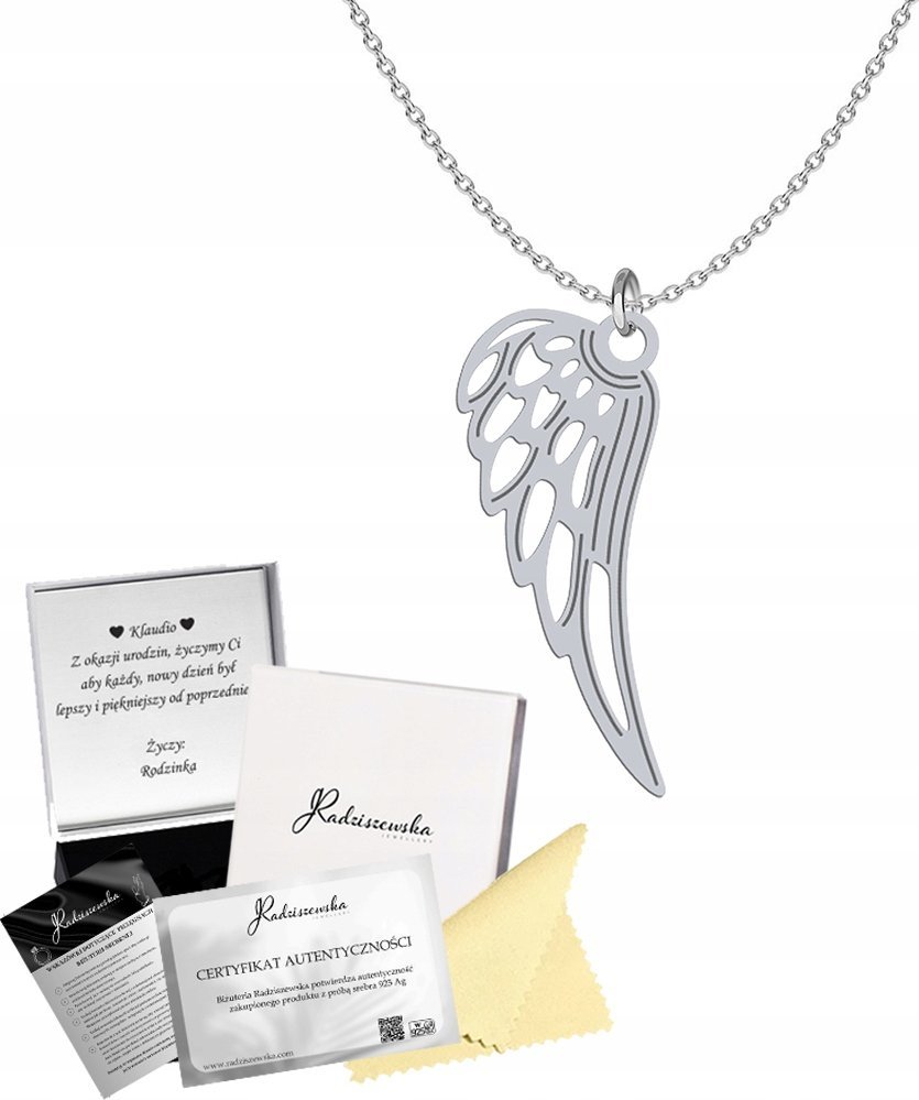 Radziszewska Jewellery Naszyjnik Srebrny SKRZYDŁO ANIOŁA Łańcuszek v925 Prezent Biżuteria Kobieta