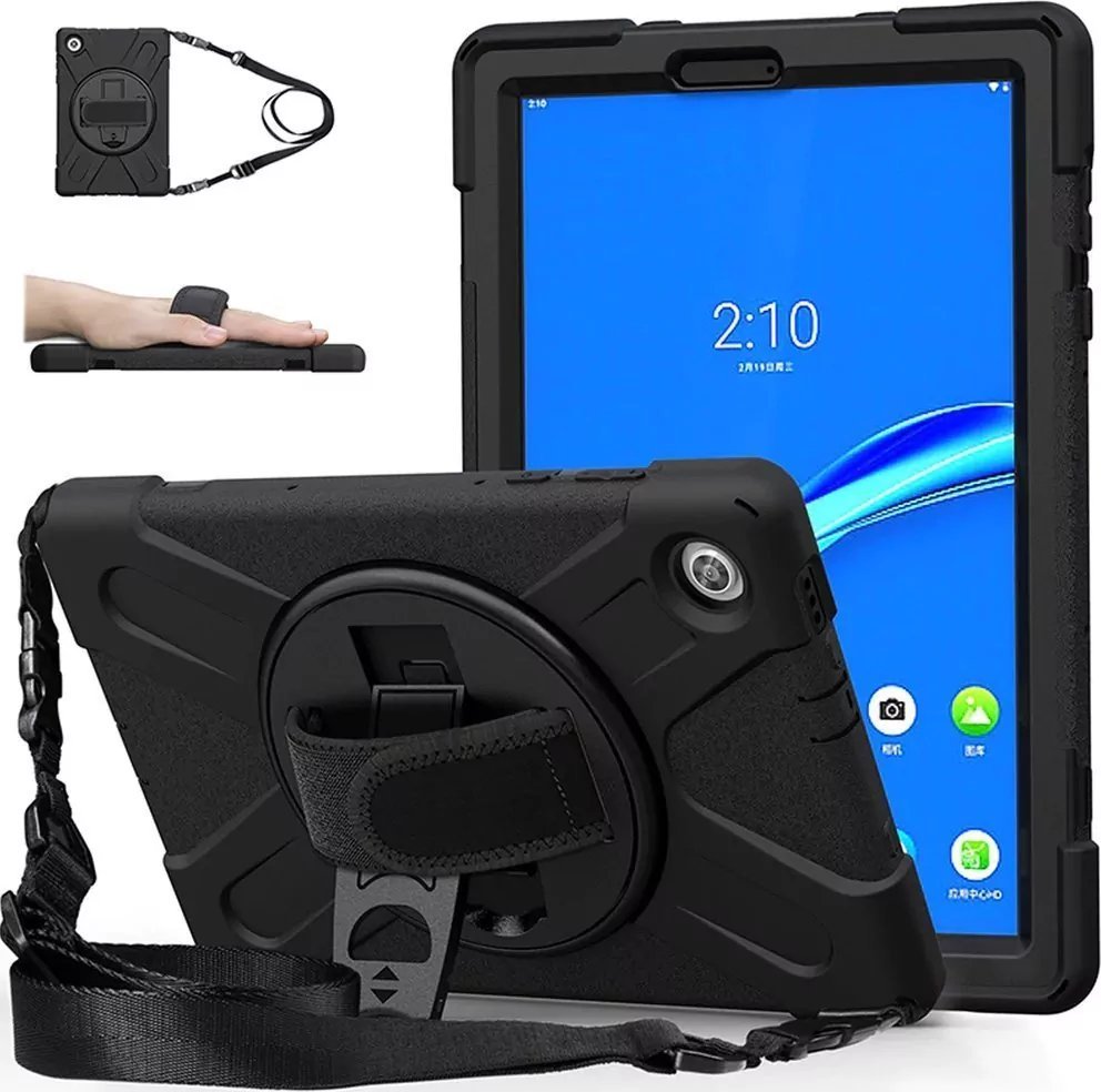 Etui na tablet Strado Etui Armor z paskiem uchwytem Strap do Lenovo Tab M10 TB-X306X/X306F (Czarne) uniwersalny