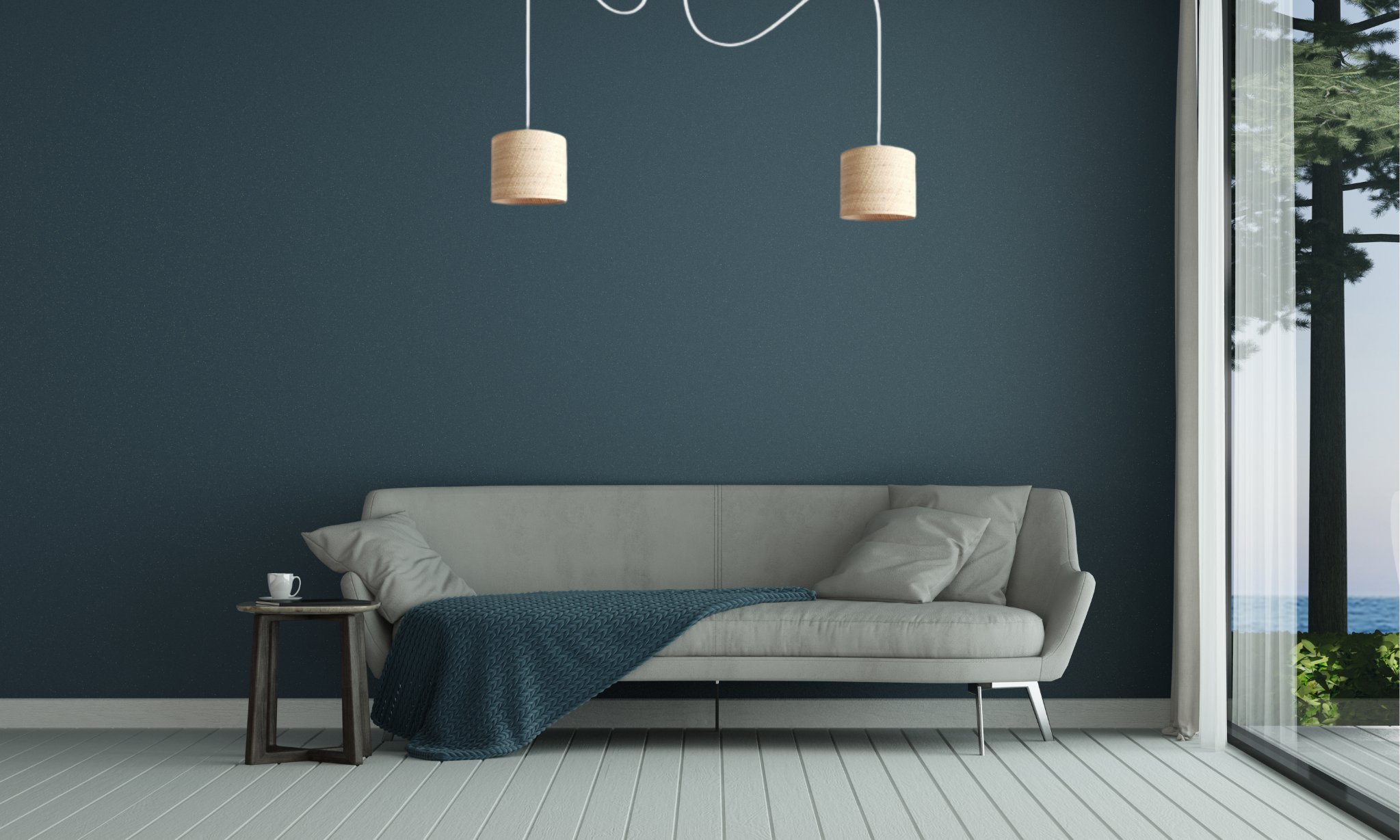 Lampa wisząca Solar Lampa wisząca sufitowa biała pająk BOHO rattan 2 żarówki